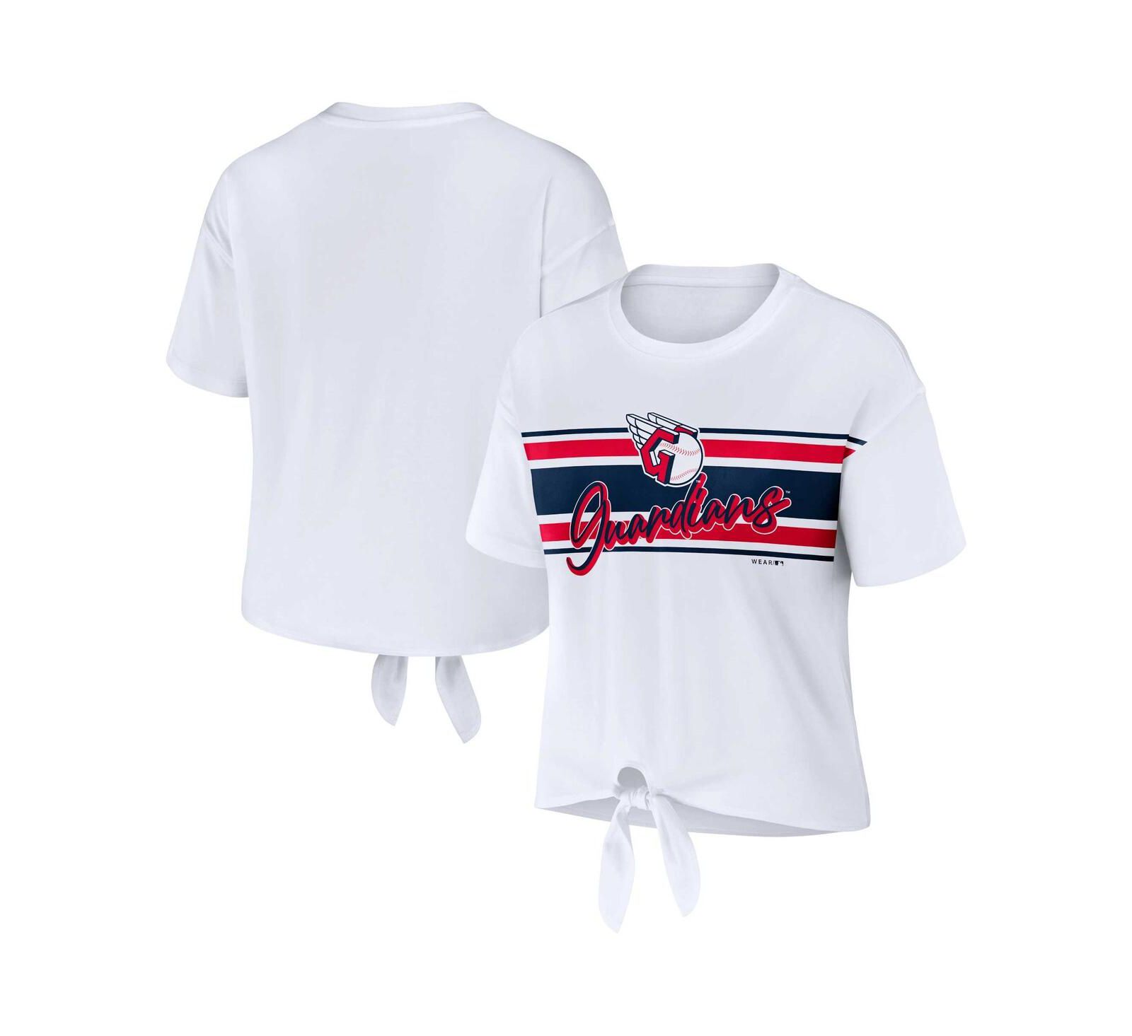 Женская футболка WEAR by Erin Andrews White Cleveland Guardians Front Tie