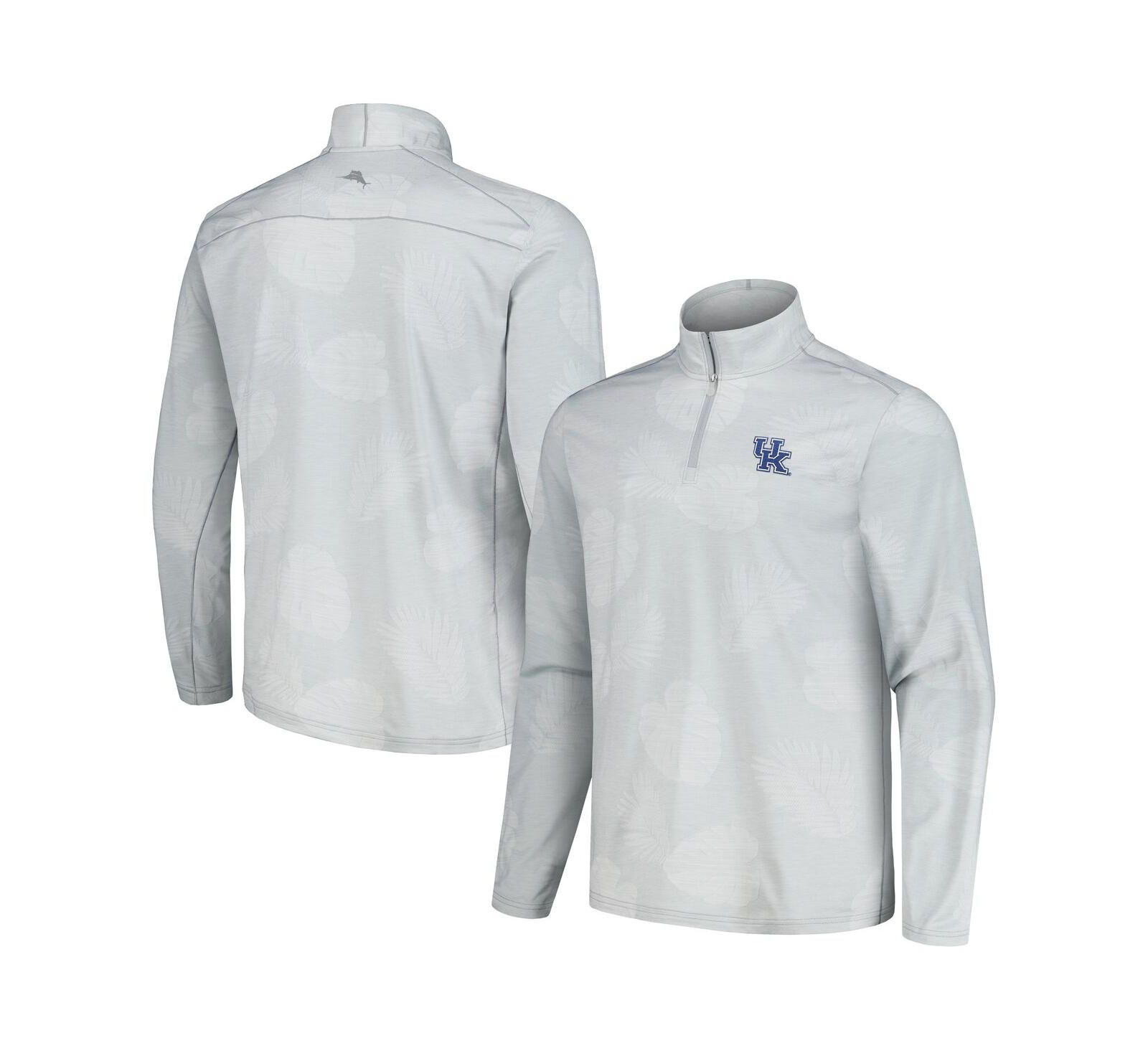 Men's Tommy Bahama Gray Kentucky Wildcats Delray Frond IslandZone 1/4-Zip Jacket