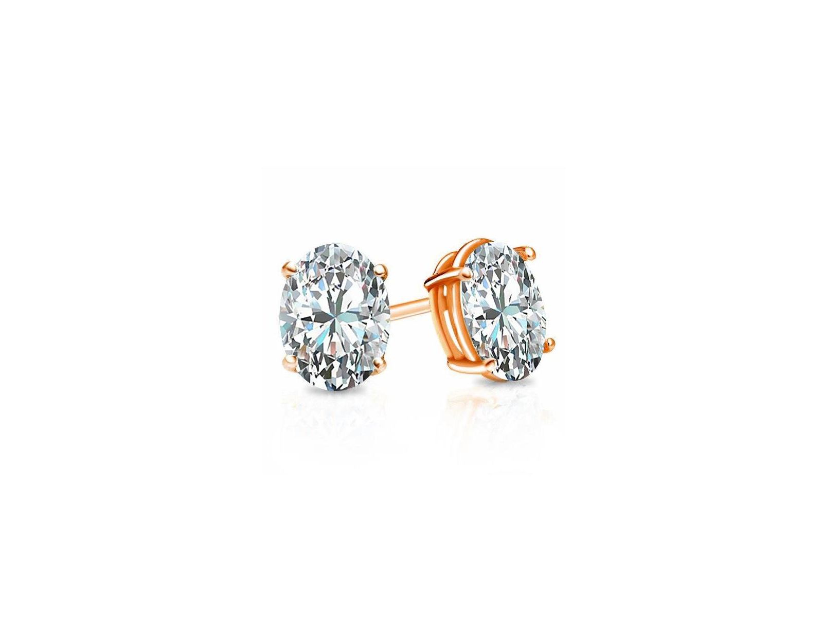 Серьги-гвоздики Suzy Levian Sterling Silver Cubic Zirconia Oval-Cut