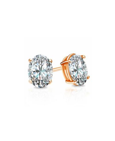Серьги-гвоздики Suzy Levian Sterling Silver Cubic Zirconia Oval-Cut