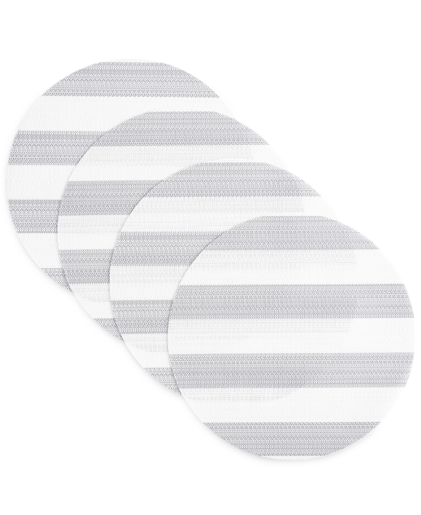 Town & Country Living Basics Cabana Stripe Indoor/Outdoor Placemats 4-Pack Set, Reversible, 15" Round