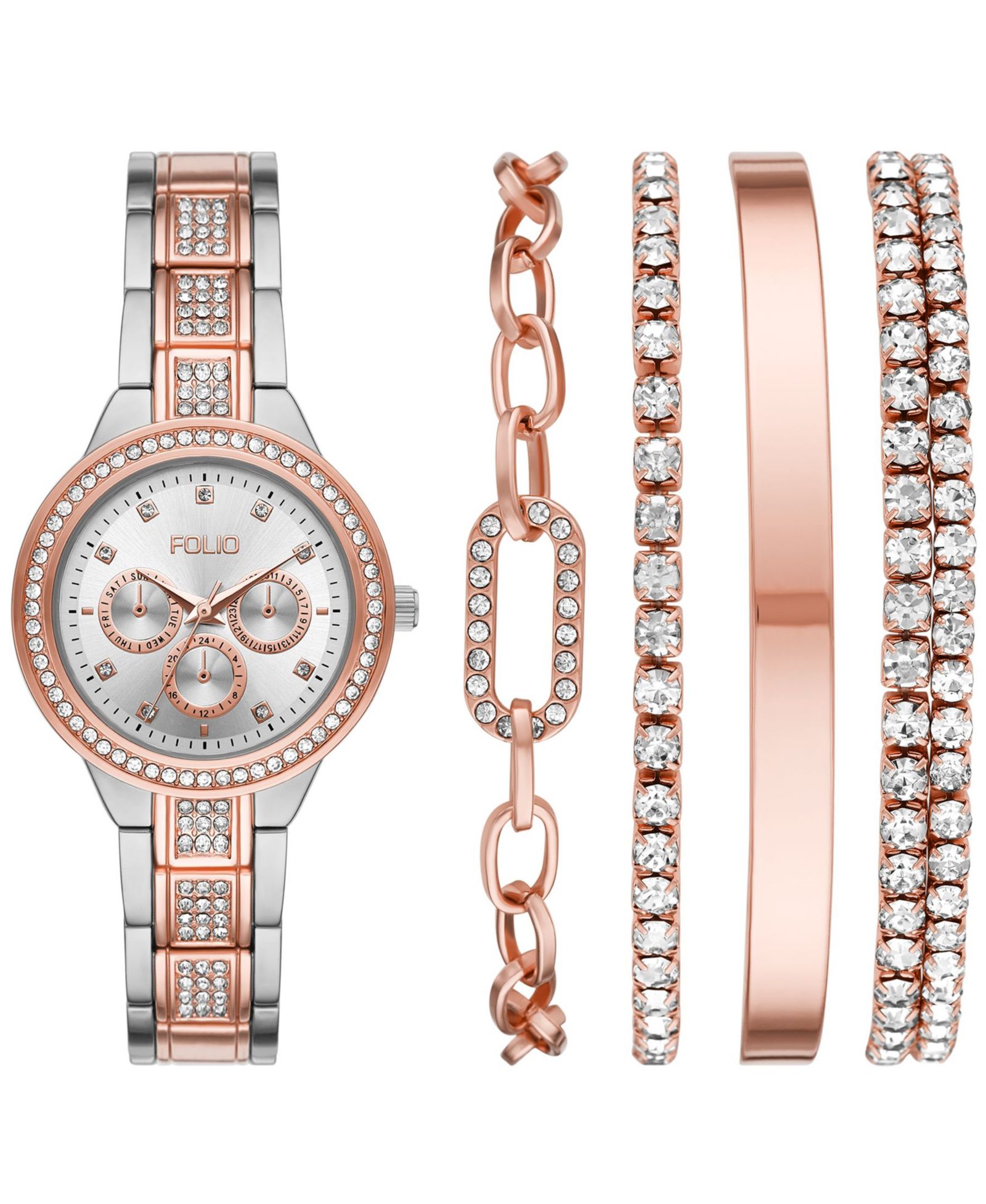 Folio Женский подарочный набор часов Three Hand Two-Tone Alloy, 34mm