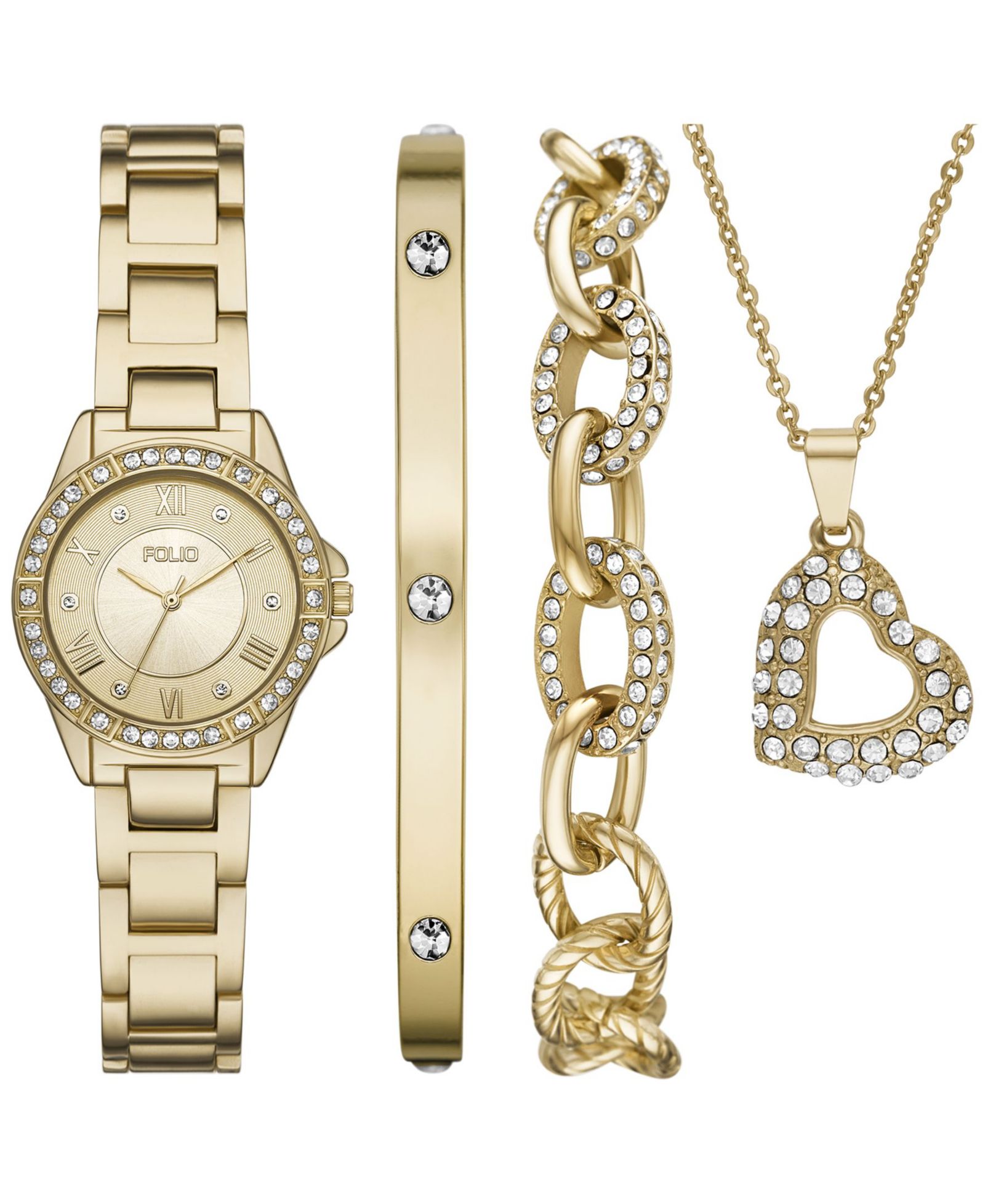 Подарочный набор часов Folio Women's Three Hand Gold-Tone Alloy, 26mm