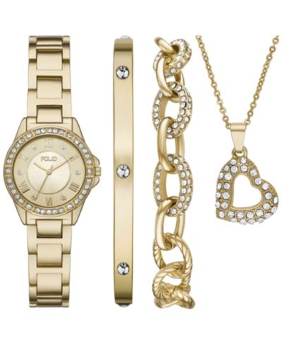 Подарочный набор часов Folio Women's Three Hand Gold-Tone Alloy, 26mm