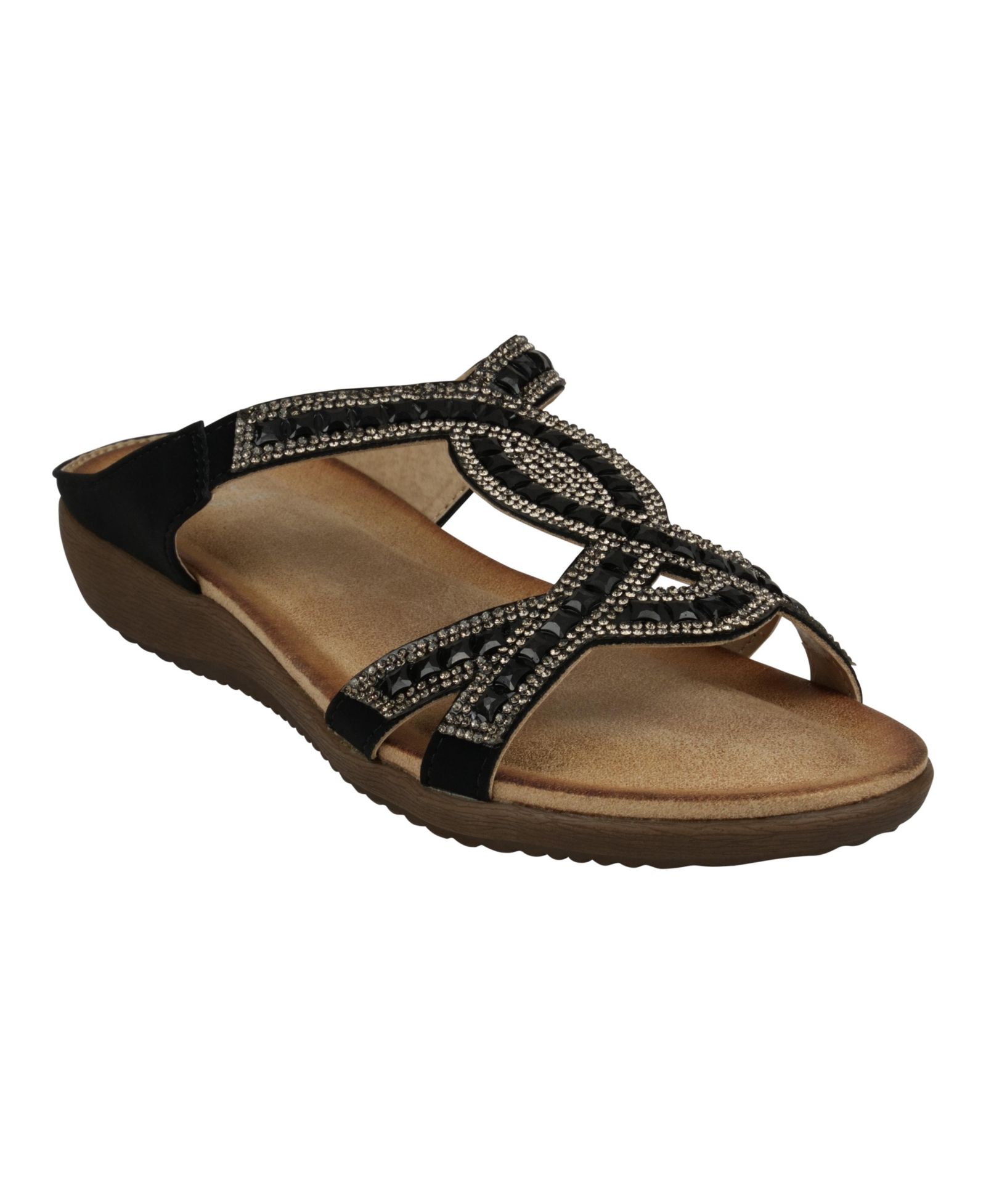 GC Shoes Women's Alora Embellished Slide Flat Sandals