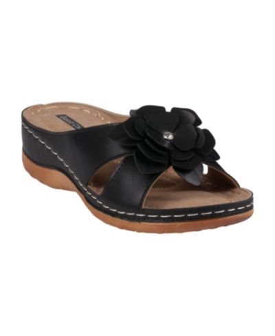GC Shoes Women's Joy Flower Rosette Comfort Sandals