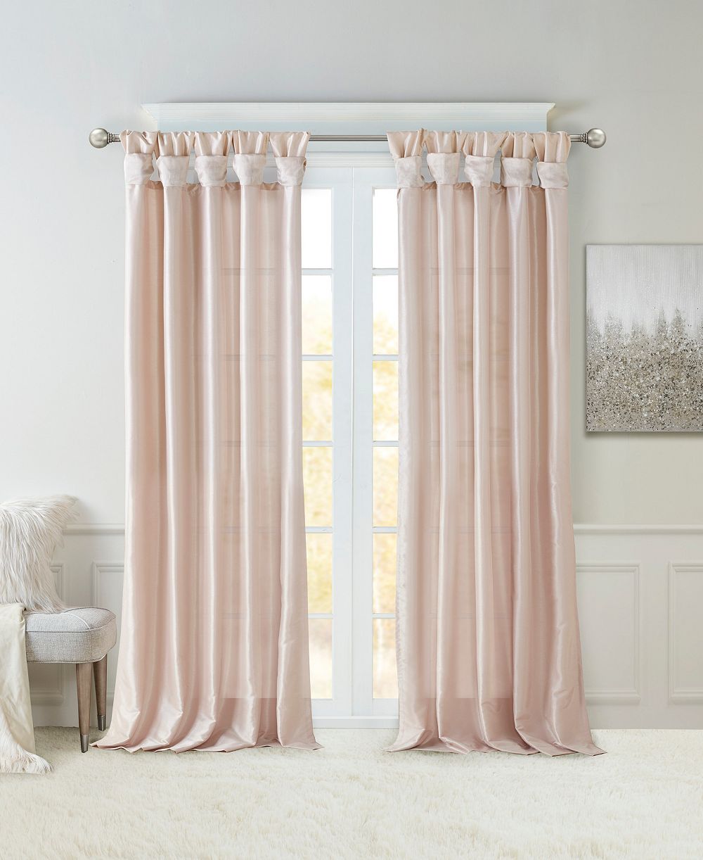 Madison Park Emilia Twist Tab Lined Window Curtain Panel, Single Curtain with Privacy Lining for Bedroom and Living Room, 108 inch length Single Curtain, Width 50 length 108 inches, Pewter Window Panel
