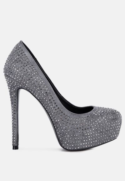 London Rag Женский Clarisse Diamante Faux Suede High Heeled Pumps