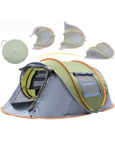 Палатка для кемпинга 4-person Easy Pop Up с 2 дверями, водонепроницаемая, с сумкой для переноски