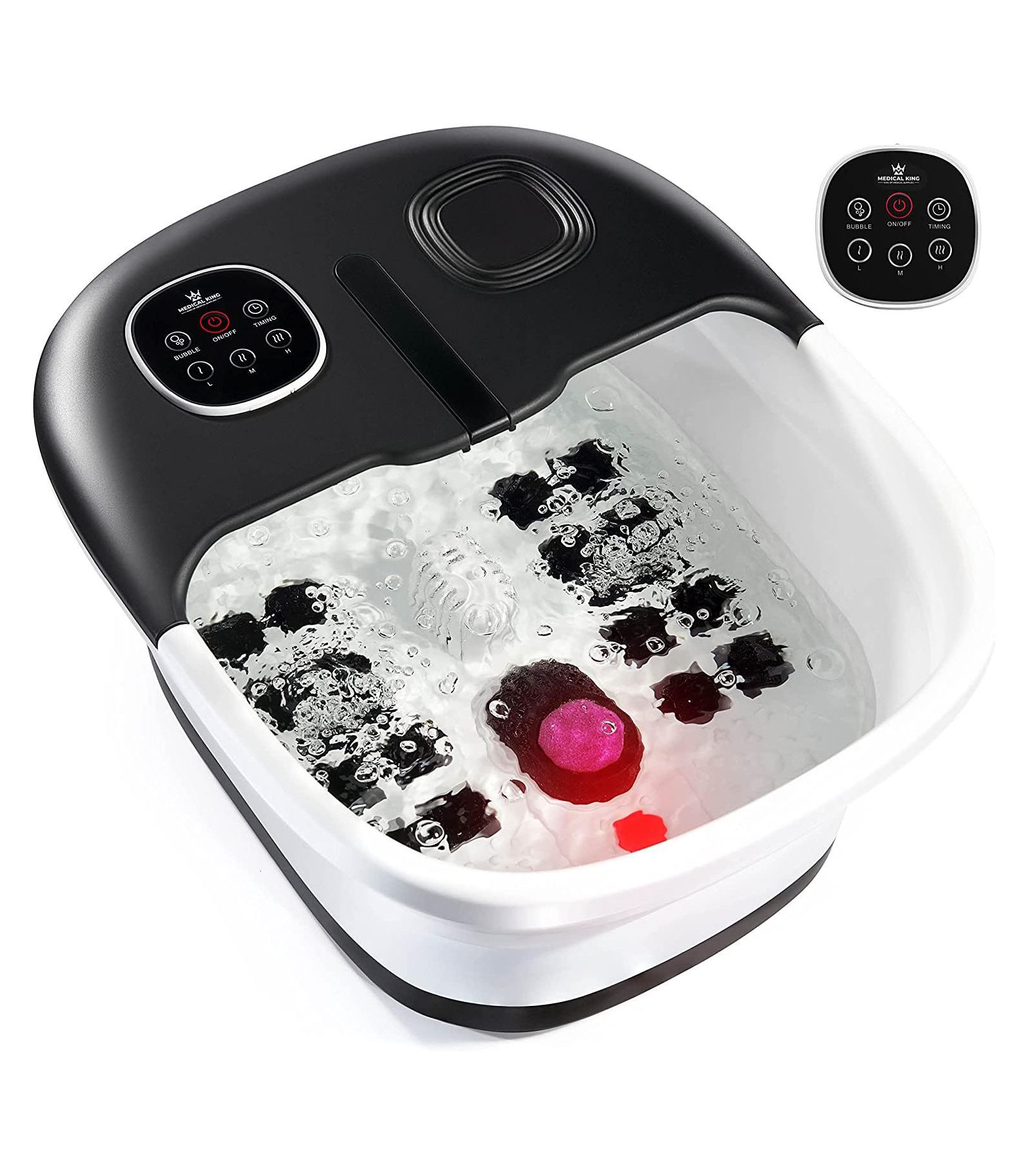 Foot Spa with Heat and Massage and Jets Includes A Remote Control A Pumice Stone Collapsible Massager with Bubbles and Vibration