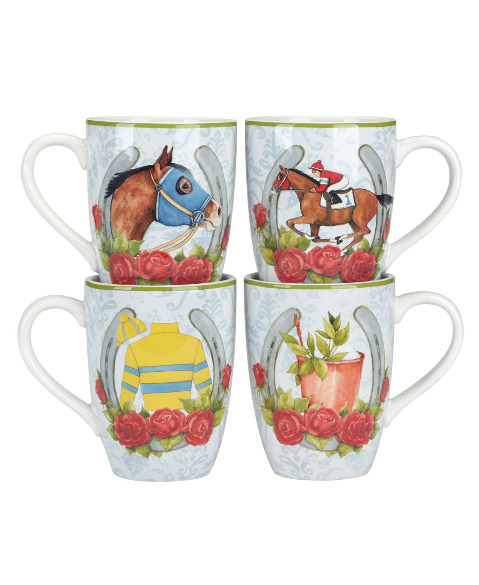 Certified International Derby Day at the Races Set of 4 Mugs