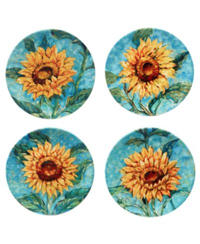 Certified International Golden Sunflowers Salad Plates, Set of 4