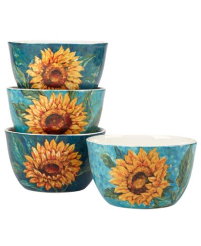 Certified International Golden Sunflowers Ice Cream Bowls, Set of 4