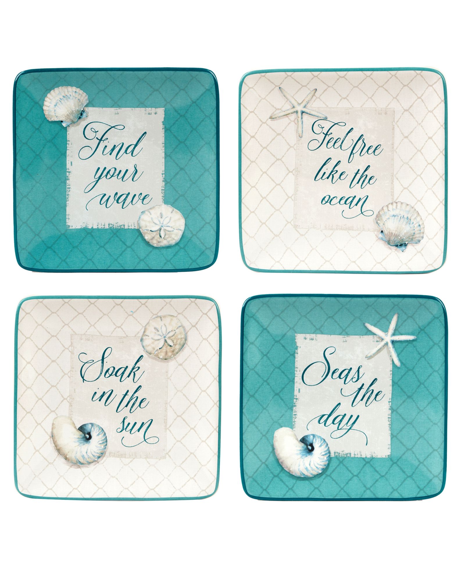 Certified International набор тарелок Ocean View Canape Plates, Set of 4