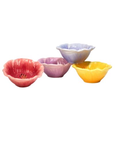 Certified International Hummingbirds 3-D Floral Ice Cream Bowls, Set of 4