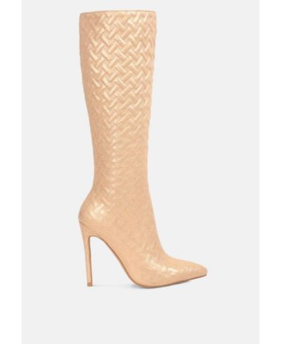 London Rag Womens Tinkles Embossed High Heeled Calf Boots