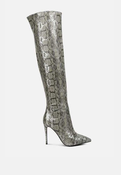 Women's Catalina Snake Print Stiletto Knee Boots