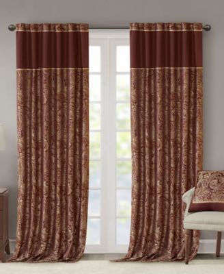 Madison Park Aubrey Jacquard Room Darkening Curtains, Faux Silk Paisley for Bedroom and Living Room panels set, Width Window Panel