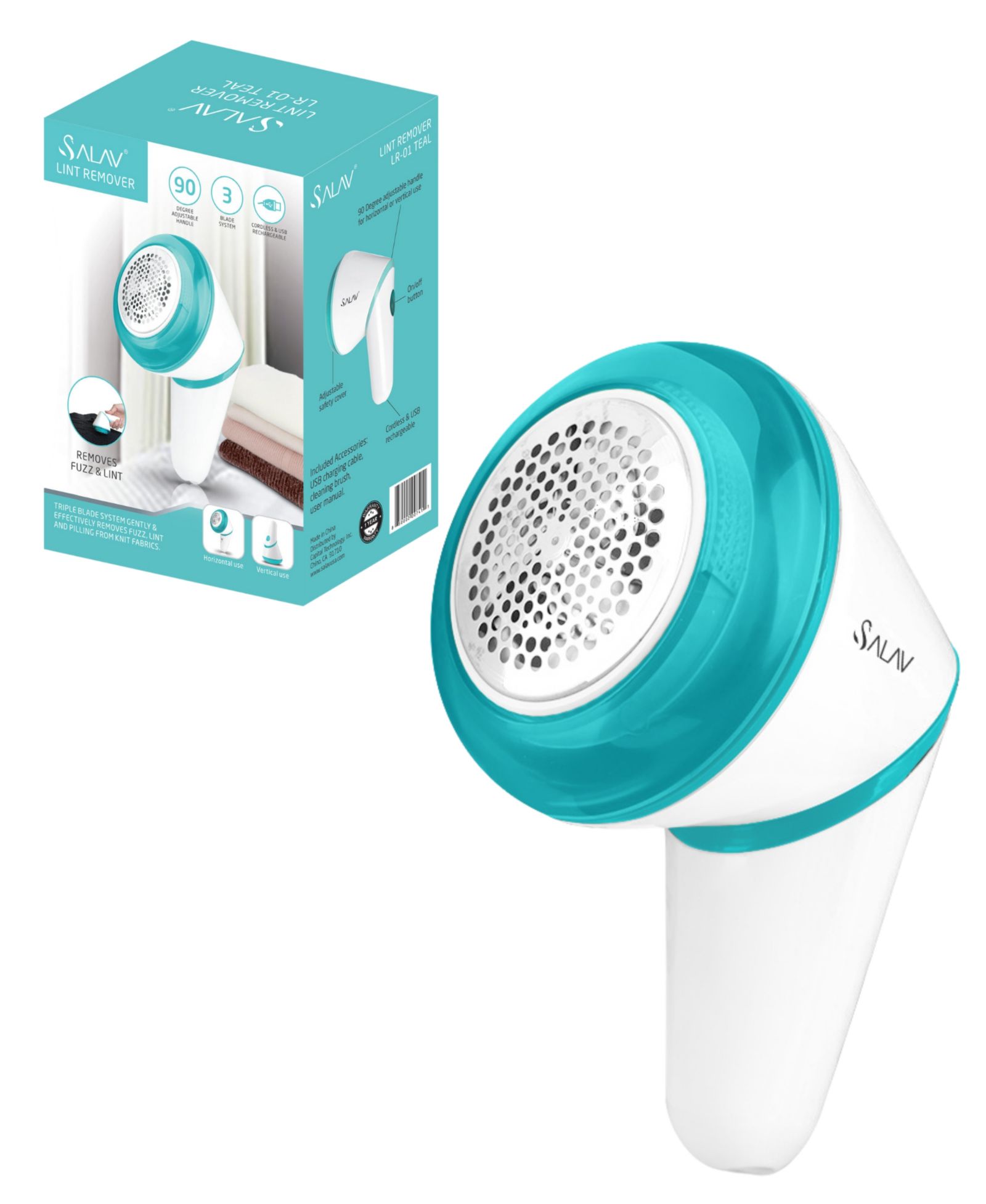 SALAV Ergonomic Rechargeable Lint Remover and Fabric Shaver