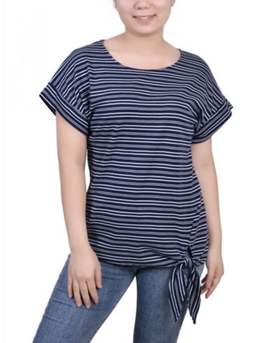 Женский топ NY Collection с коротким рукавом и завязками спереди