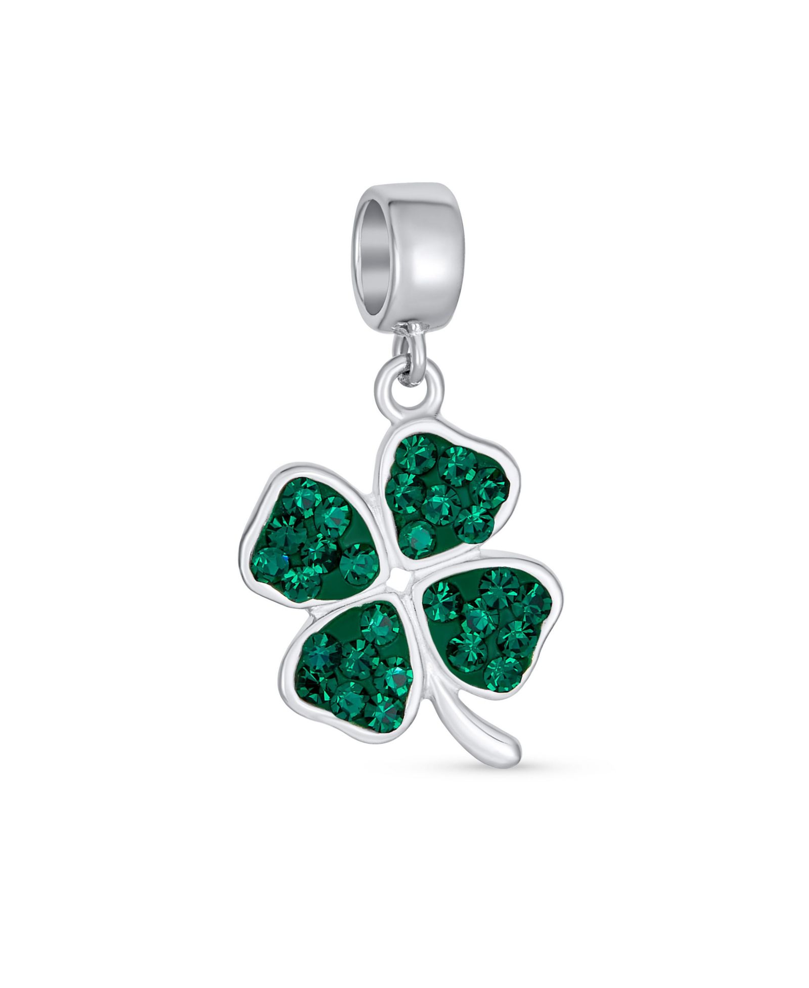 Bling Jewelry Celtic Irish Clover Dangle Charm Bead for Bracelet .925 Sterling Silver