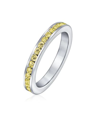 Кольцо-band Bling Jewelry с тонким многослойным CZ Channel Set из стерлингового серебра