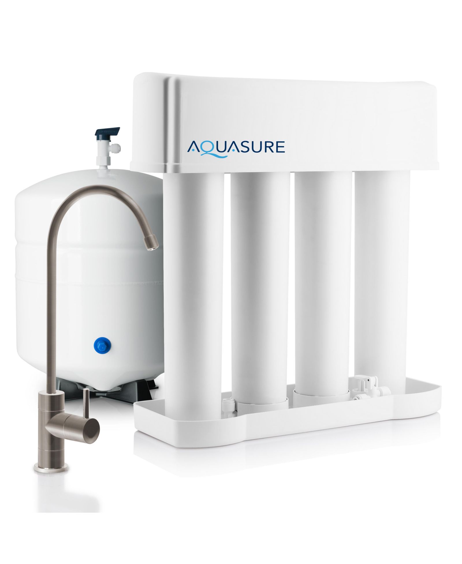 Aquasure Premier Advanced Series | 4-Stage Reverse Osmosis Water Filtration System with Brushed Nickel Faucet, 75 GPD
