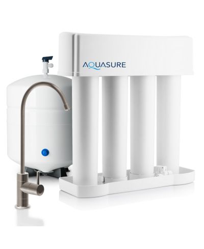 Aquasure Premier Advanced Series | 4-Stage Reverse Osmosis Water Filtration System with Brushed Nickel Faucet, 75 GPD