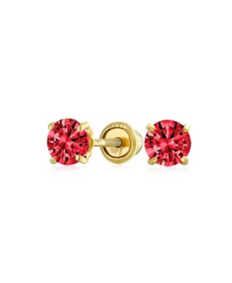 Bling Jewelry Cubic Zirconia Solitaire Stud Earrings 14K Gold