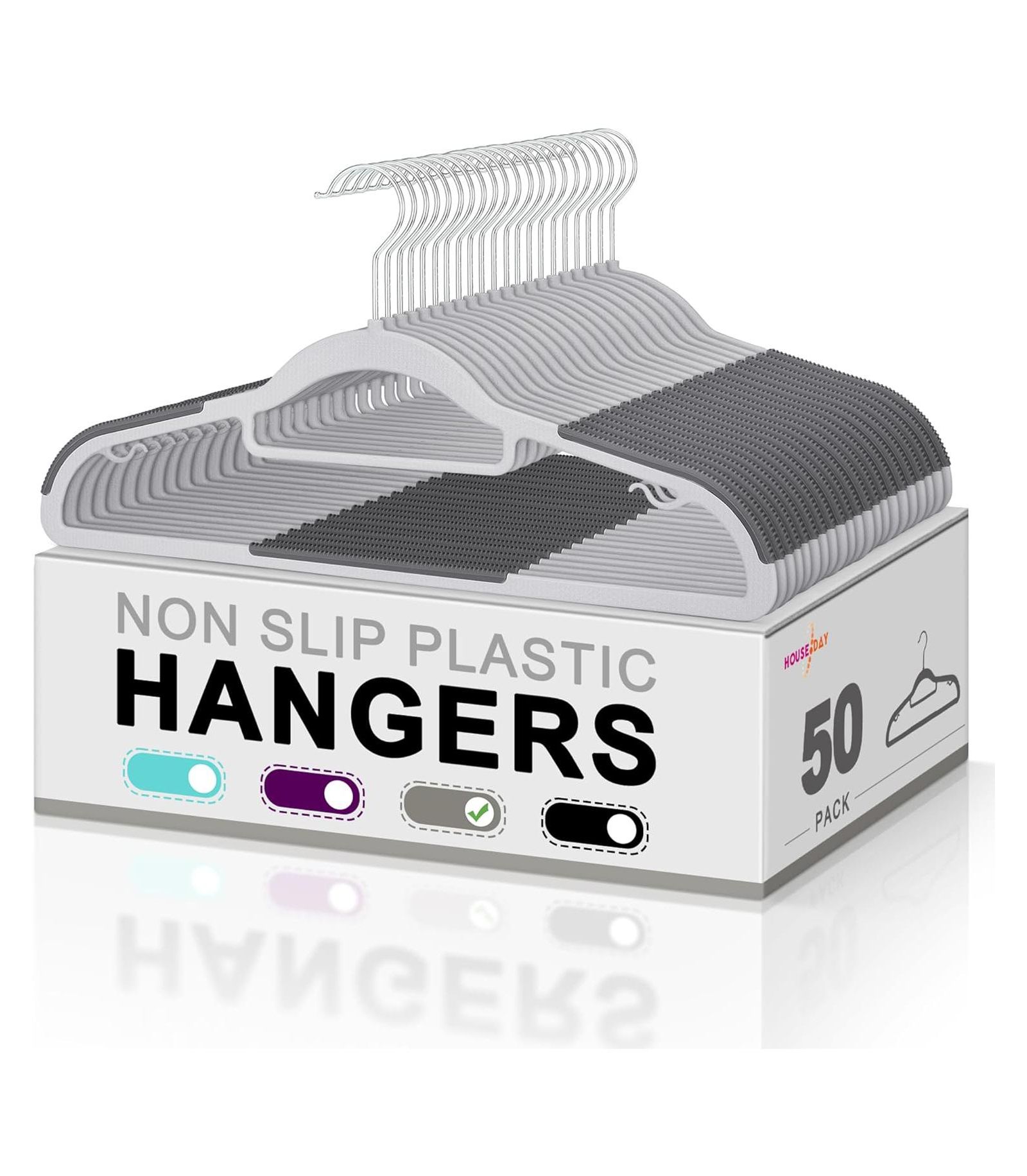 Вешалки Plastic Non Slip 360° Swivel Hook Gray 50 Pack