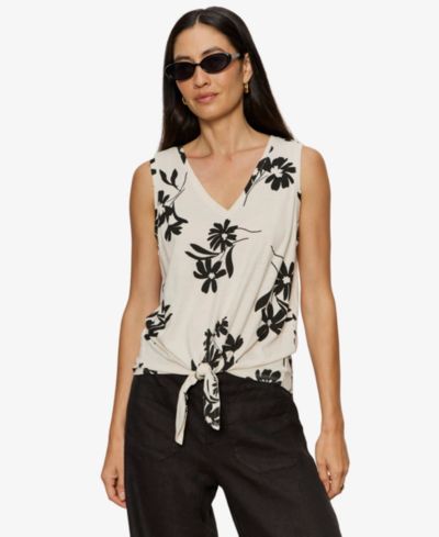 Sanctuary Women's Printed V-Neck Sleeveless Tie-Hem Tank Top
