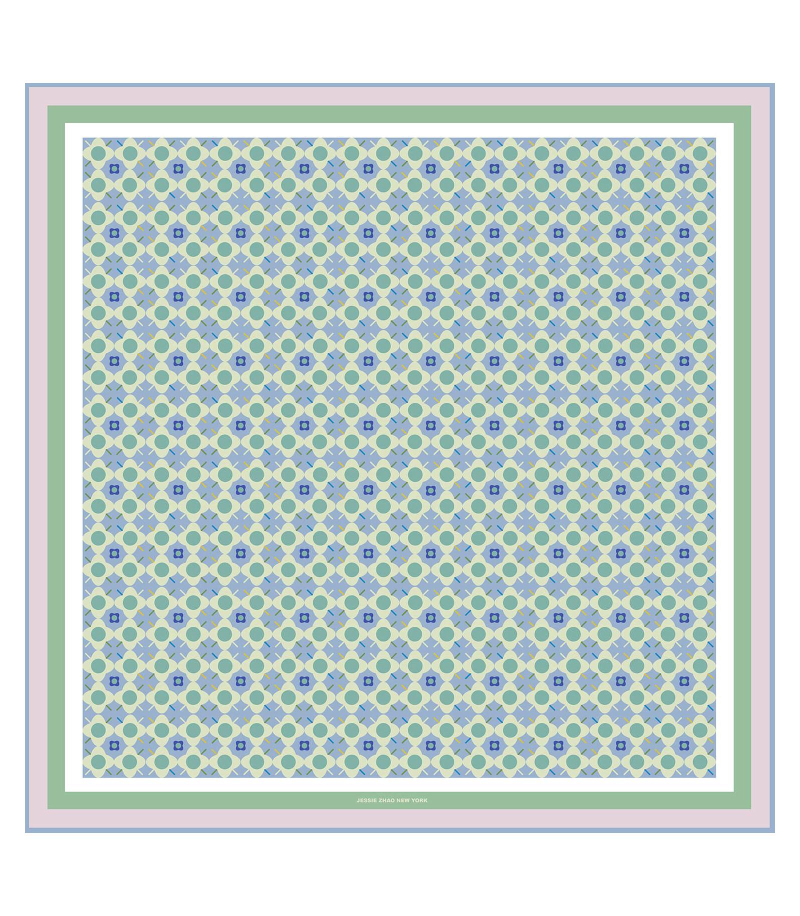 Jessie Zhao New York Шелковый двусторонний шарф Polka Dot Bloom - Green