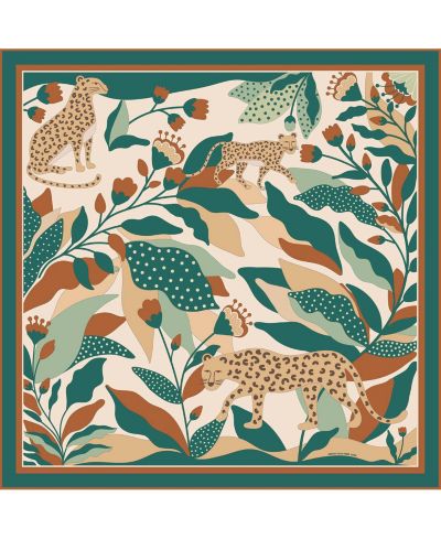 Jessie Zhao New York шелковый шарф двухсторонний, Green Wonderland