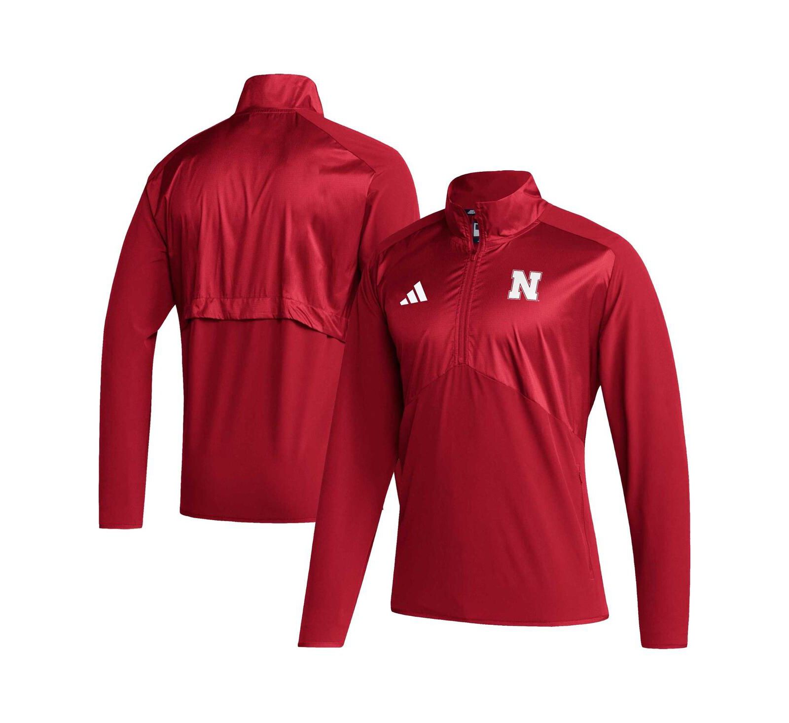 Мужская куртка adidas Scarlet Nebraska Huskers Sideline AEROREADY с молнией на 1/4 рукав