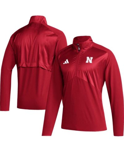Men's adidas Scarlet Nebraska Huskers Sideline AEROREADY Raglan Sleeve Quarter-Zip Jacket