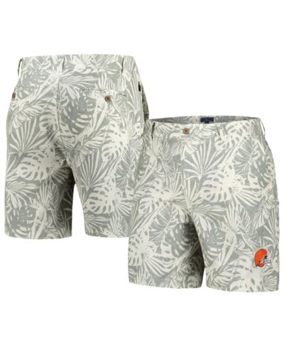 Men's Margaritaville Gray Cleveland Browns Sandwashed Monstera Print Amphib Shorts