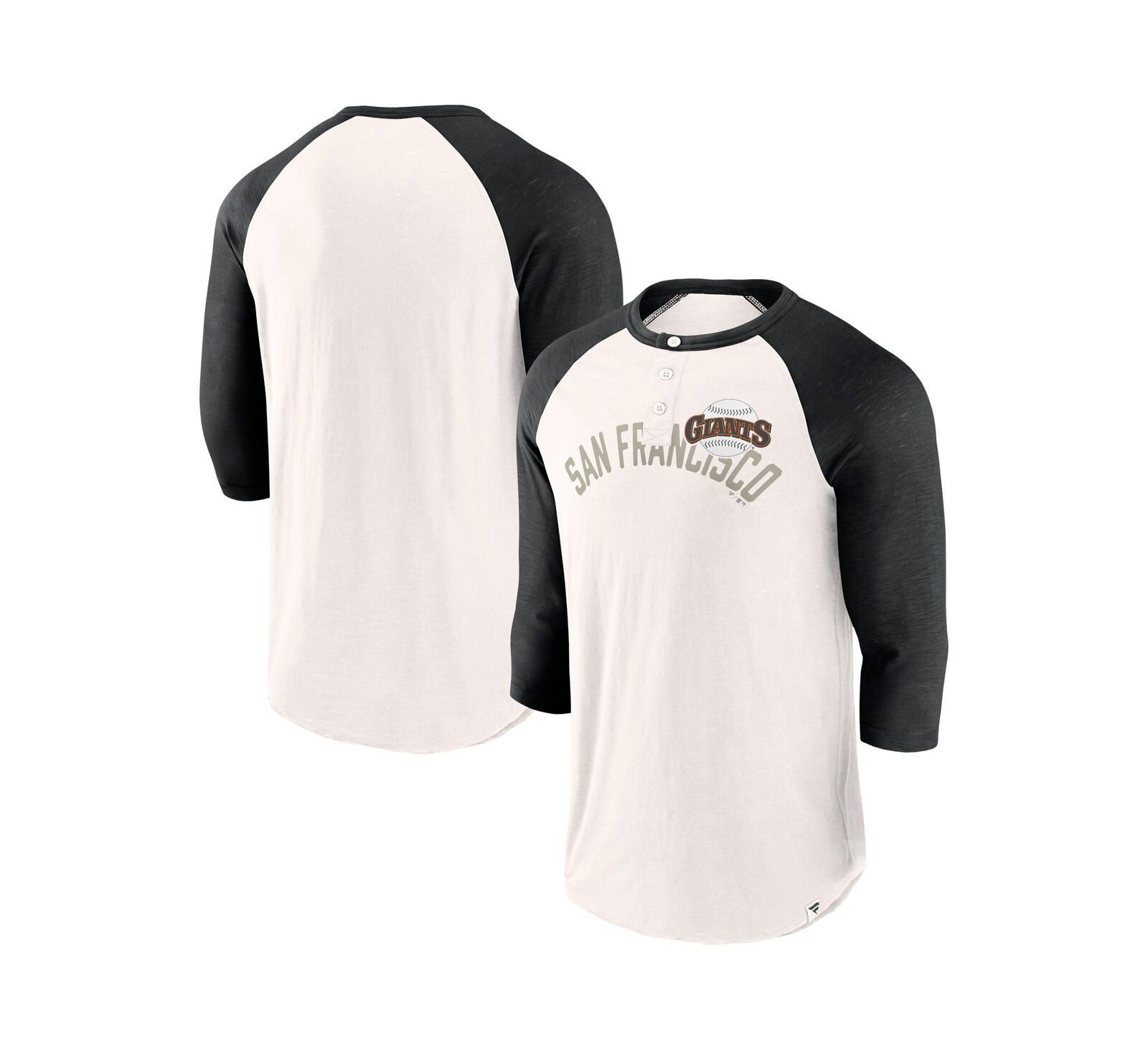 Men's Fanatics White, Black San Francisco Giants Backdoor Slider Raglan 3/4-Sleeve T-shirt