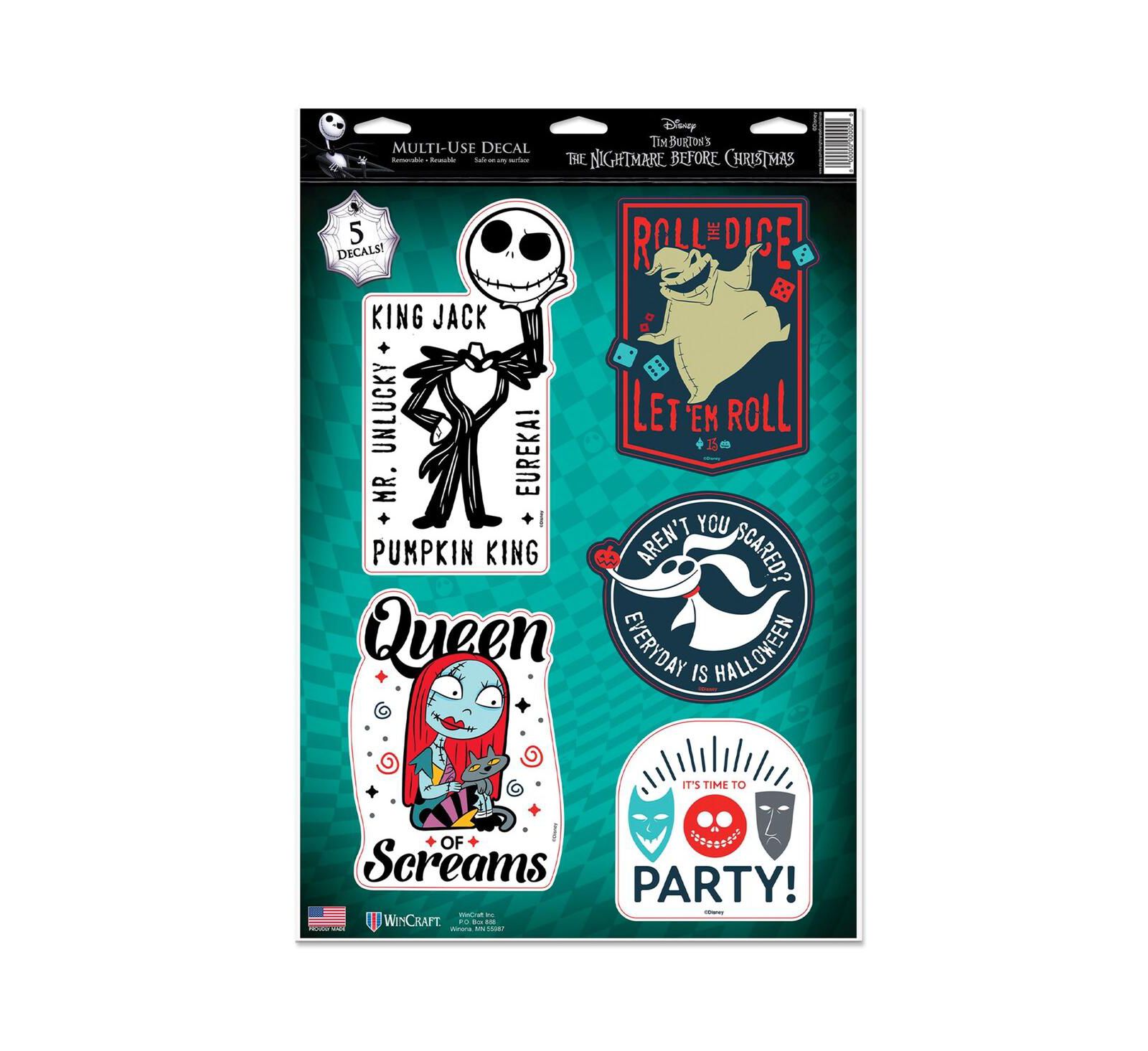 Wincraft The Nightmare Before Christmas 11" x 17" Multi-Use Decal Sheet