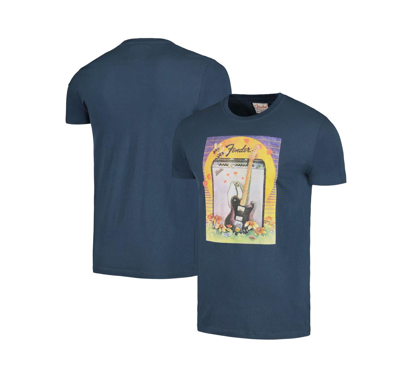 Men's American Needle Navy Distressed Fender Brass Tacks Guitar T-shirt