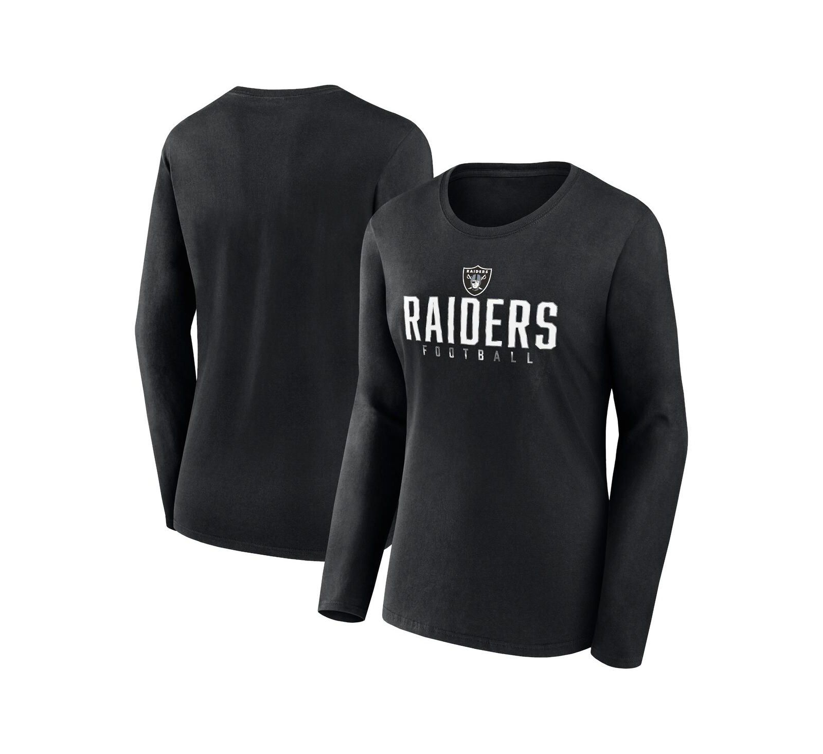 Women's Fanatics Black Las Vegas Raiders Plus Size Foiled Play Long Sleeve T-shirt