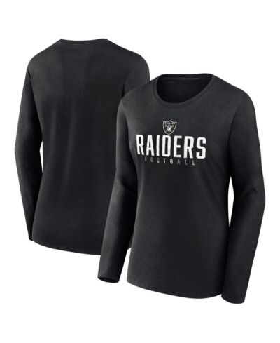 Women's Fanatics Black Las Vegas Raiders Plus Size Foiled Play Long Sleeve T-shirt