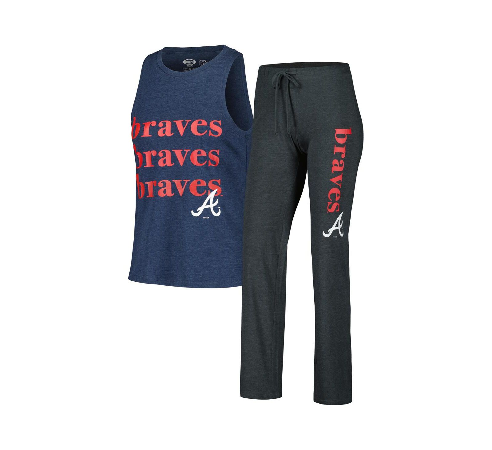 Женский комплект Concepts Sport Charcoal, Navy Atlanta Braves Meter Muscle Tank and Pants Sleep Set