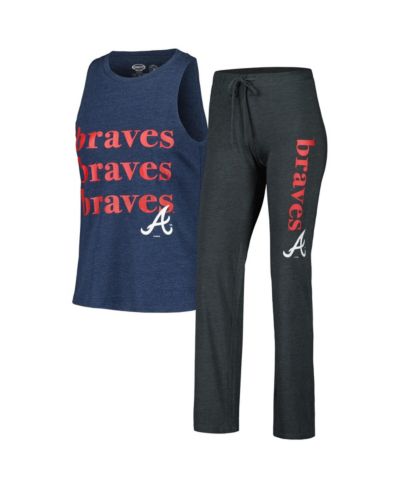 Женский комплект Concepts Sport Charcoal, Navy Atlanta Braves Meter Muscle Tank and Pants Sleep Set