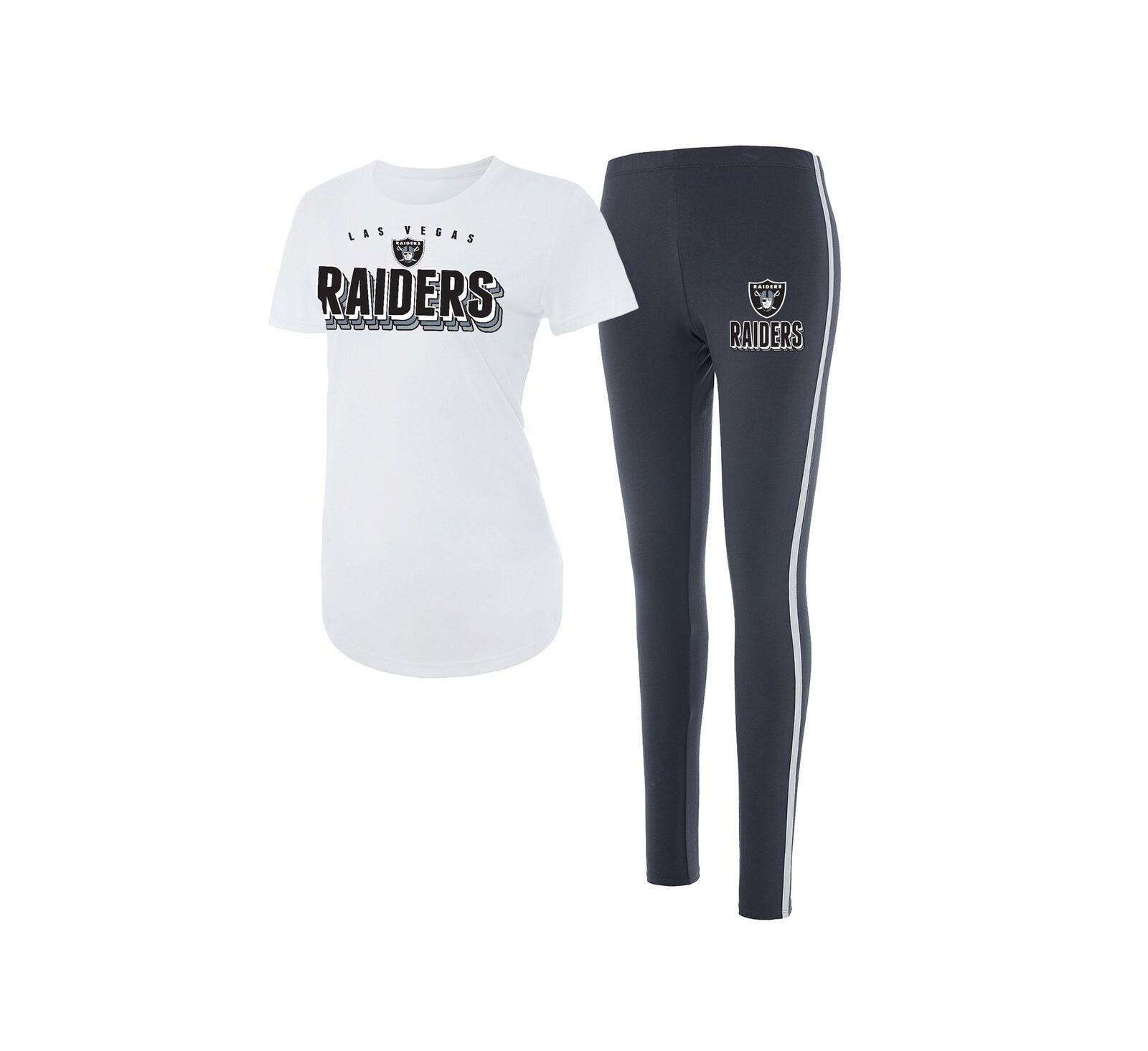 Женский комплект из футболки и леггинсов Concepts Sport White, Charcoal Las Vegas Raiders Sonata
