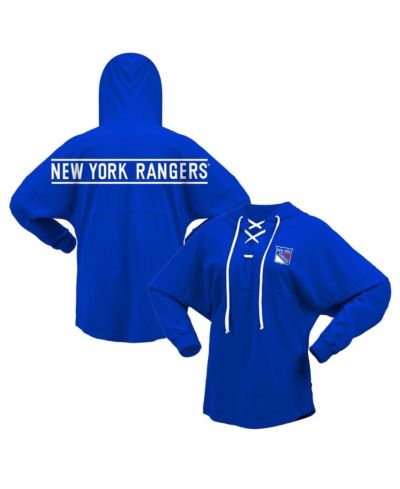 Женское худи Fanatics Blue New York Rangers Jersey Lace-Up V-Neck Long Sleeve