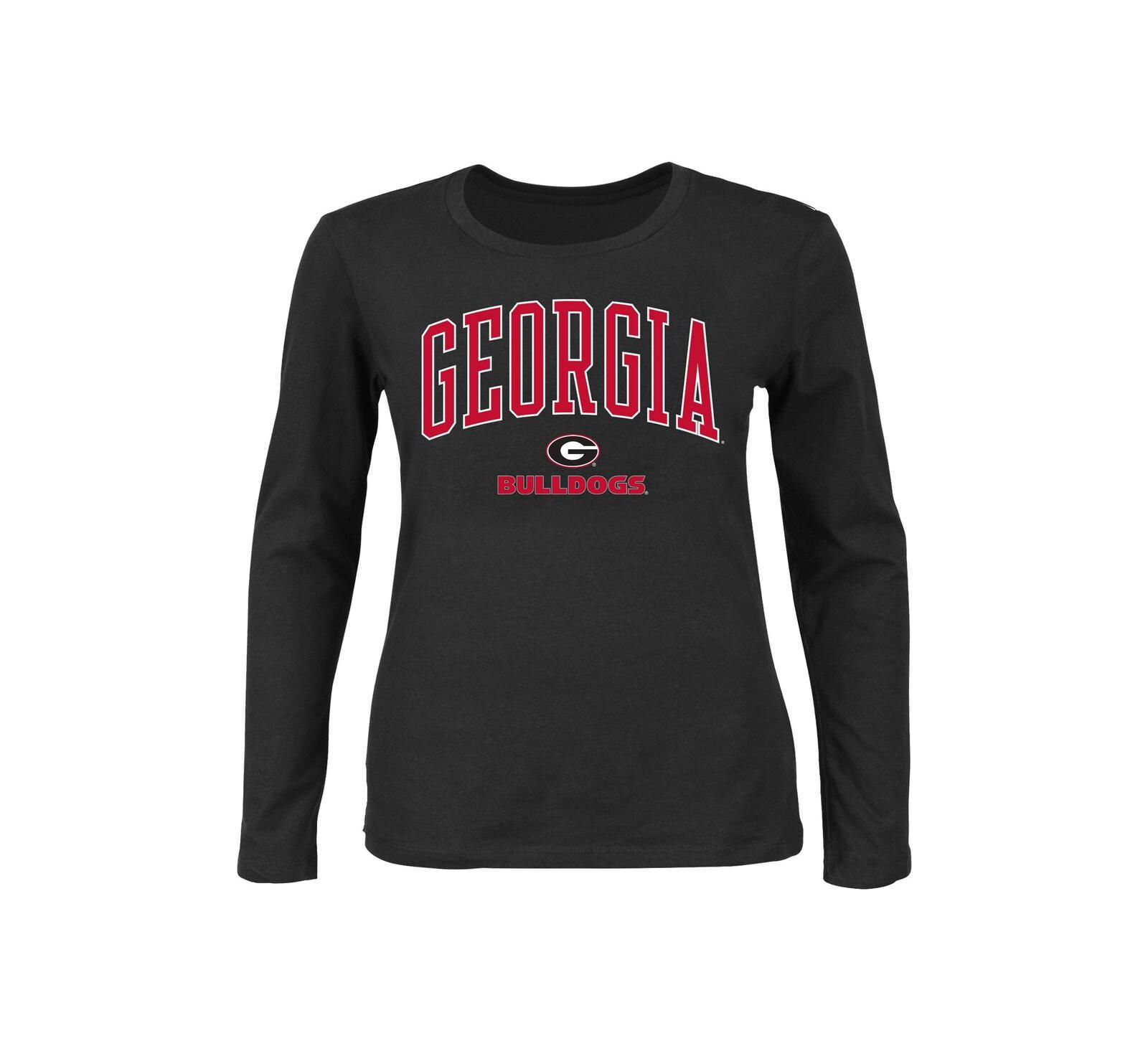 Women's Profile Black Georgia Bulldogs Plus Size Arch Over Logo Crew Neck Long Sleeve T-shirt