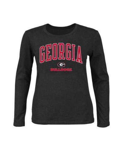 Женская футболка Profile Black Georgia Bulldogs Plus Size Arch Over Logo Crew Neck Long Sleeve