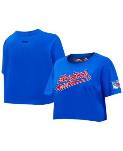 Pro Standard Женская укороченная футболка Boxy Script, New York Rangers, синяя