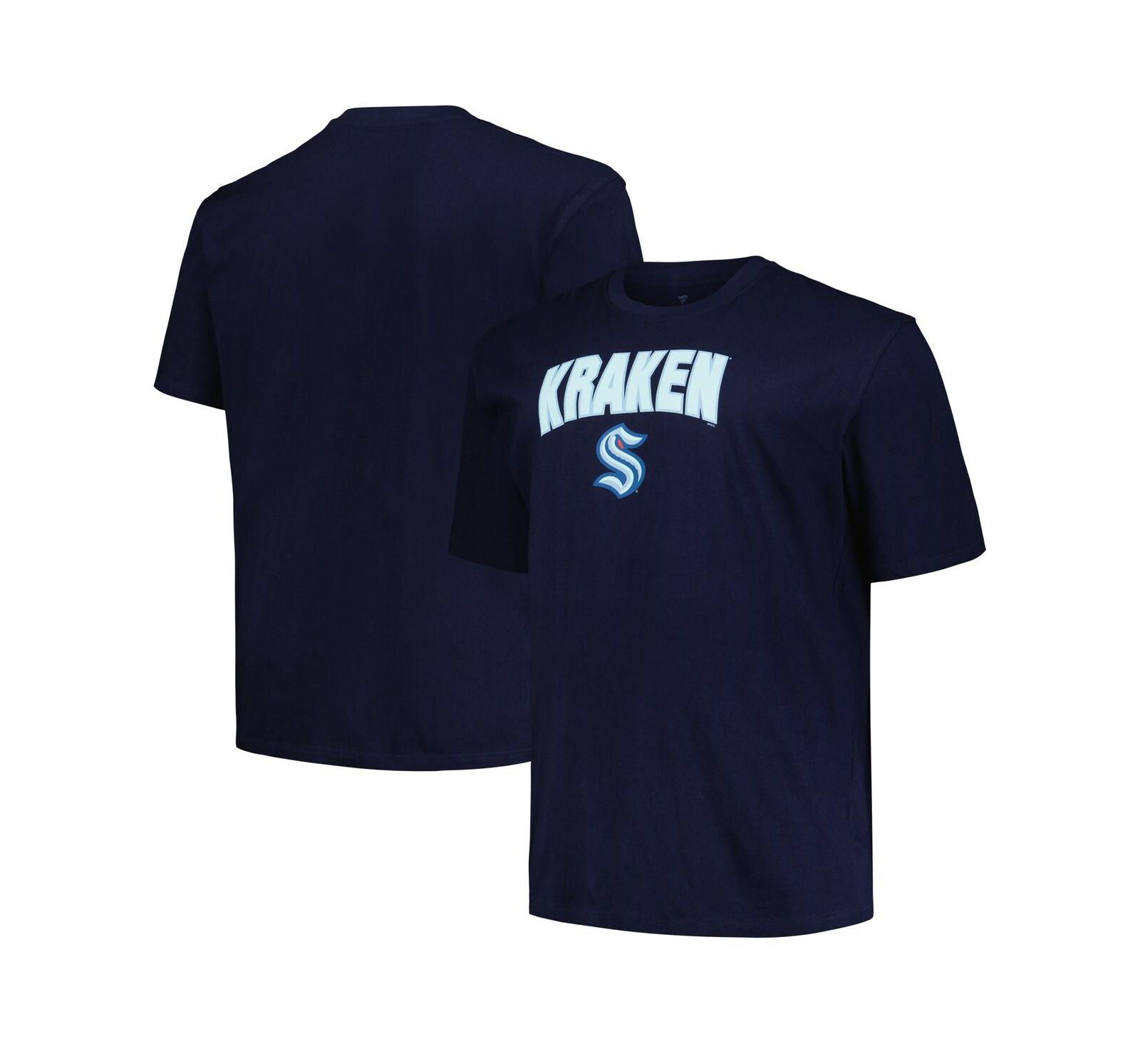 Мужская футболка Profile Navy Seattle Kraken Big and Tall Arch Over Logo