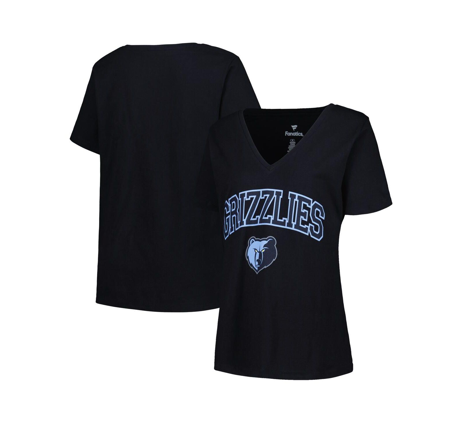 Women's Profile Black Memphis Grizzlies Plus Size Arch Over Logo V-Neck T-shirt